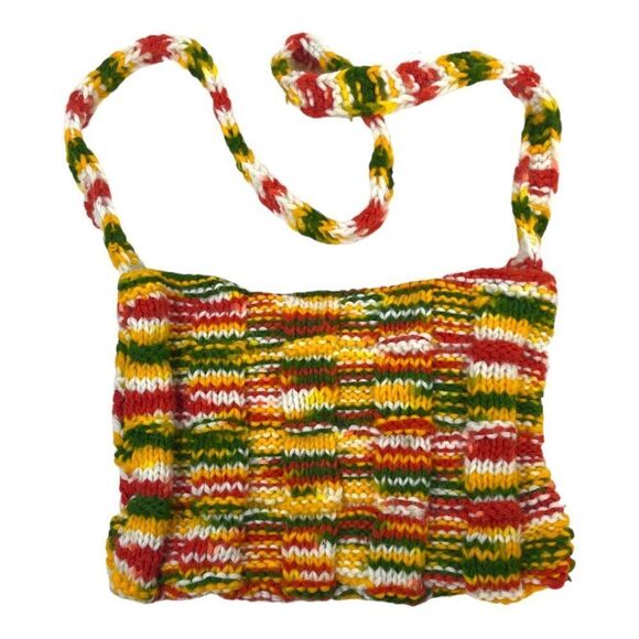 MCM Boho Crochet Purse and Coin Pouch Set Handmade Knit Shoulder Bag Wallet Set - Picture 9 of 11